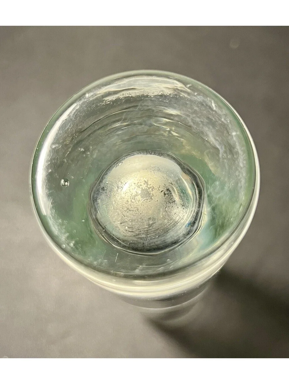 Krosno Poland 1970s Glass Cylinder Bud Vase Clear Controlled Bubble, 8.75x2”